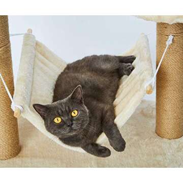 LUCKITTY Small Cat Scratching Posts Kitty Coconut Palm Tree for Cats and Kittens - Natural Jute Sisal Pole Scratcher (Post &Hammock)