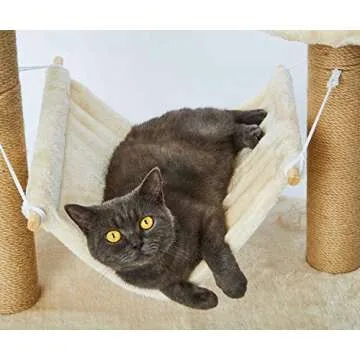 LUCKITTY Small Cat Scratching Posts Kitty Coconut Palm Tree for Cats and Kittens - Natural Jute Sisal Pole Scratcher (Post &Hammock)