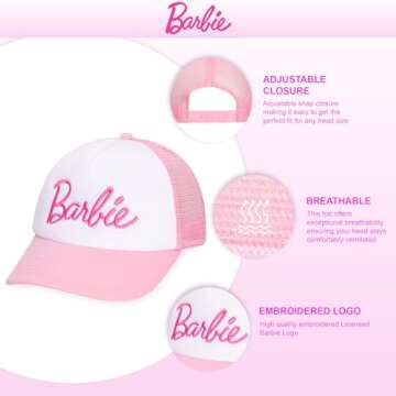 Barbie Girls Fashion Baseball Cap Clothes – Cotton Pink Hat for Girls 5-13 Years Old – Adjustabl...