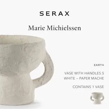 Serax Decorative Vase with Handles | Earth interior accessories by Marie Michielssen | White Paper Mache Home Decor Living Room on Coffee Table | Kitchen Decorations | Entryway Table Decor Shelf Pot S