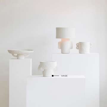 Serax Decorative Vase with Handles | Earth interior accessories by Marie Michielssen | White Paper Mache Home Decor Living Room on Coffee Table | Kitchen Decorations | Entryway Table Decor Shelf Pot S