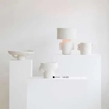 Serax Decorative Vase with Handles | Earth interior accessories by Marie Michielssen | White Paper Mache Home Decor Living Room on Coffee Table | Kitchen Decorations | Entryway Table Decor Shelf Pot S