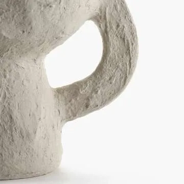 Serax Decorative Vase with Handles | Earth interior accessories by Marie Michielssen | White Paper Mache Home Decor Living Room on Coffee Table | Kitchen Decorations | Entryway Table Decor Shelf Pot S