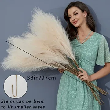 FOTEEWL Faux Pampas Grass Decor - 8 Piece 38 Inch