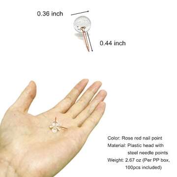Liphontcta FITULABO Rose Gold Push Pins Thumb Tacks, Transparent Plastic Round Head Map Tacks for Ha...