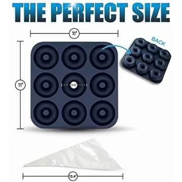 Chefast Silicone Donut Pan Kit - Large Non-Stick Doughnut Baking Molds with 5 Pastry Bags - Freezer, Oven, and Dishwasher-Safe, Mold Tray for 9 Full-Size Donuts and Bagels