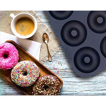 Chefast Silicone Donut Pan Kit - Large Non-Stick Doughnut Baking Molds with 5 Pastry Bags - Freezer, Oven, and Dishwasher-Safe, Mold Tray for 9 Full-Size Donuts and Bagels