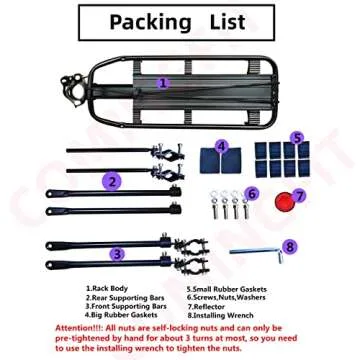 COMINGFIT 180lbs Capacity Adjustable Bicycle Cargo Rack