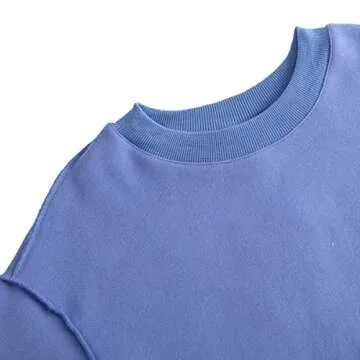 Amazhiyu Women's Stylish Cropped Sweatshirt in Slate Blue