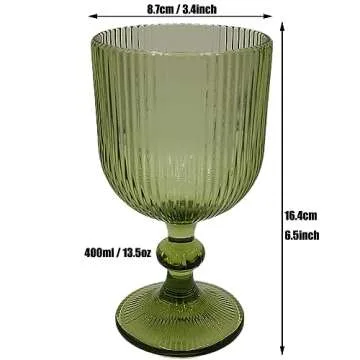 Elegant Taganov Green Drinking Glasses Set of 6 Wine Goblets