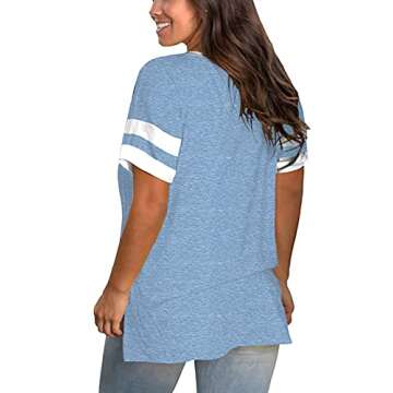 Stylish Plus Size Color Block Short Sleeve Tops for Women