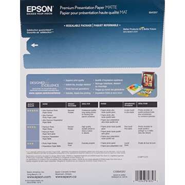 Epson Heavyweight 8.5x11 Matte Paper, 50 Sheets (S041257),