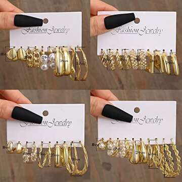 20 Pairs Gold Hoop Earrings for Women, Chunky Twisted Small Big Hoops Earring Packs Set, Earrings for women multipack, Fashion Trendy Earrings Jewelry for Birthday Party Christmas Gift