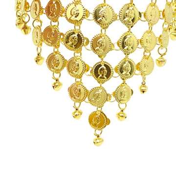 Honbay Belly Dance Hair Hoop Indian Dance Headband Tribal Headband with Bells and Coin Ornaments (Gold)