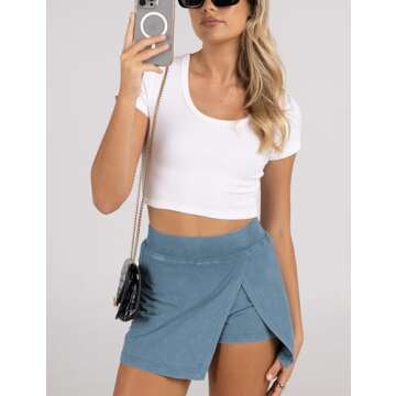 Lianlive Women's Mini Skirt High Waist Casual Split Hem Black Skort Athletic Tennis Bodycon Skirts w...