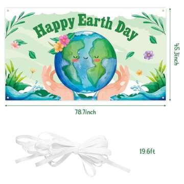 ANGOLIO Happy Earth Day Backdrop - Large Eco-Friendly Banner for Parties