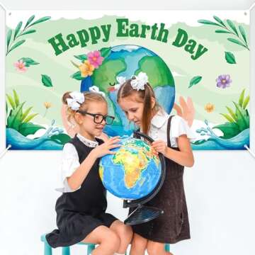 ANGOLIO Happy Earth Day Backdrop for Celebrations