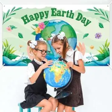 ANGOLIO Happy Earth Day Backdrop for Celebrations