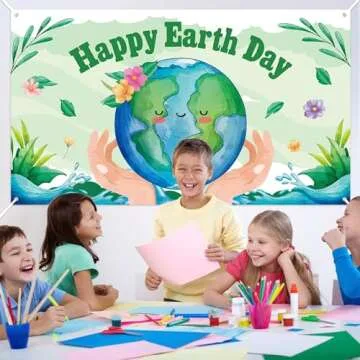 ANGOLIO Happy Earth Day Backdrop for Celebrations