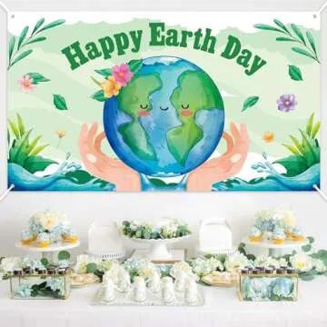 ANGOLIO Happy Earth Day Backdrop for Celebrations