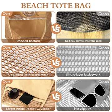 AURUZA Beach Mesh Tote Bag, Casual Tote Bag Hobo for Women Foldable 23L Shoulder Handbag Bag Pool Swimming Bag Accessories