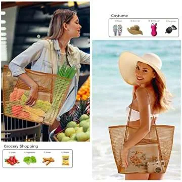Stylish AURUZA Beach Mesh Tote Bag for All Occasions