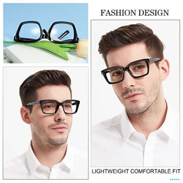 MARE AZZURO Retro Square Reading Glasses Men Large Readers 1.0 1.25 1.5 1.75 2.0 2.25 2.5 2.75 3.0 3...