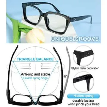 MARE AZZURO Retro Square Reading Glasses Men Large Readers 1.0 1.25 1.5 1.75 2.0 2.25 2.5 2.75 3.0 3.5 4.0 5.0 6.0 (Black, 2.00)