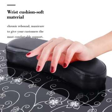 Alohappy 30" H Manicure Nail Table, Portable & Foldable Nail Desk Workstation with Large Drawer/Client Wrist Pad/Lockable Rolling Wheels/Carrying Case for Spa Beauty Salon (Black with Flower)