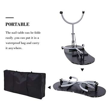 Alohappy 30" H Manicure Nail Table, Portable & Foldable Nail Desk Workstation with Large Drawer/Client Wrist Pad/Lockable Rolling Wheels/Carrying Case for Spa Beauty Salon (Black with Flower)