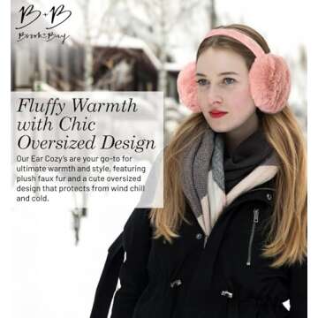 Brook + Bay Foldable & Furry Ear Muffs For Women & Men, Fleece Ear Warmers For Women, Ear Muffs For Winter, Women Earmuffs