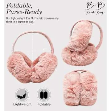 Brook + Bay Foldable & Furry Ear Muffs For Women & Men, Fleece Ear Warmers For Women, Ear Muffs For Winter, Women Earmuffs
