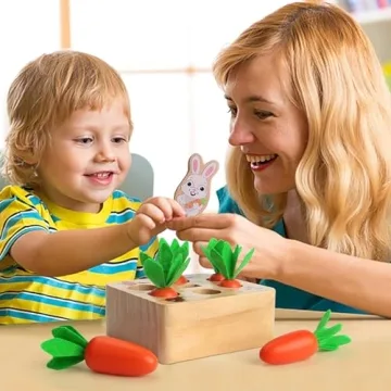 SKYFIELD Wooden Carrot Harvest Game Montessori Toy for Toddlers