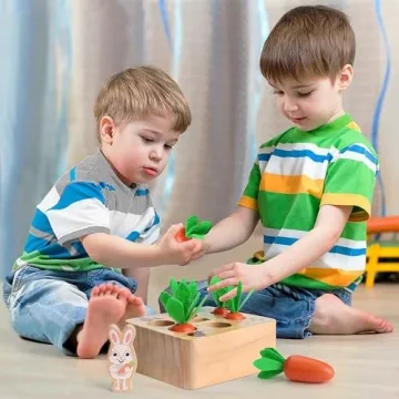 SKYFIELD Wooden Carrot Harvest Game Montessori Toy for Toddlers