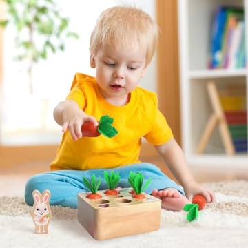 SKYFIELD Wooden Carrot Harvest Game Montessori Toy for Toddlers
