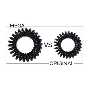 Kitsch Mega Spiral Hair Ties for Women & Teens - Waterproof Ponytail Holders | Stylish Phone Cord Ties & Coils for Thick & Thin Hair, 4 Pc Black