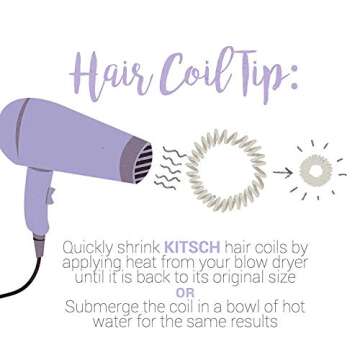 Kitsch Mega Spiral Hair Ties for Women & Teens - Waterproof Ponytail Holders | Stylish Phone Cord Ties & Coils for Thick & Thin Hair, 4 Pc Black