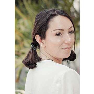 Kitsch Mega Spiral Hair Ties for Women & Teens - Waterproof Ponytail Holders | Stylish Phone Cord Ties & Coils for Thick & Thin Hair, 4 Pc Black