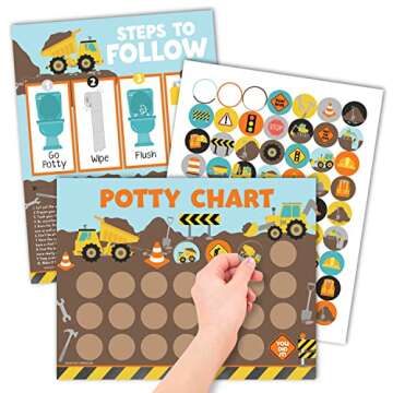 10 Construction Sticker Chart for Kids Potty Training Chart for Toddlers, 1 Kids Chore Chart Magneti...