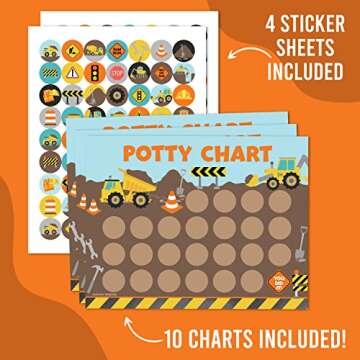 10 Construction Sticker Chart for Kids Potty Training Chart for Toddlers, 1 Kids Chore Chart Magnetic, Reward Chart for Kids, Potty Training Sticker Chart, My Responsibility Chart for Kid