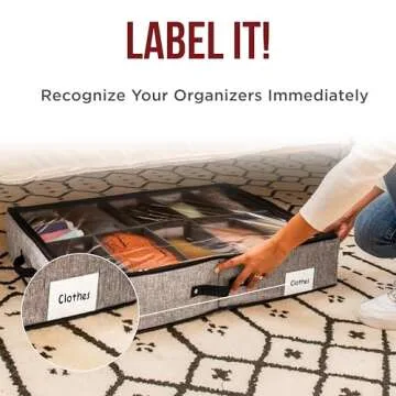 Extra Sturdy Under Bed Storage Containers - 6'' Tall Organizer Bins with Bottom Support, Set of 2 Under Bed Shoe Storage, Clothes, Boots, Dorm Storage Underbed Organizer, Under Crib and Sofa Storage