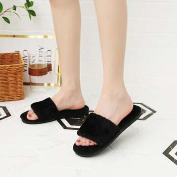 Cozy Crazy Lady Women's Fuzzy Fluffy Slippers