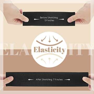 Dreamlover Black Elastic Spool Elastic Sewing Band for Wigs Waistband Underwear Pants Shoes Sheets Costumes Craft DIY Projects (2 Inch x 12 Yard)