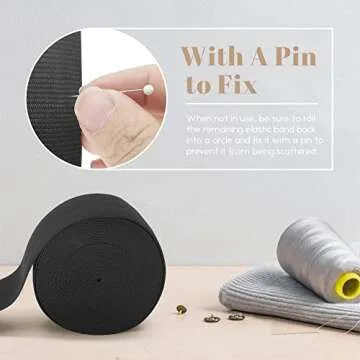 Dreamlover Black Elastic Spool Elastic Sewing Band for Wigs Waistband Underwear Pants Shoes Sheets Costumes Craft DIY Projects (2 Inch x 12 Yard)
