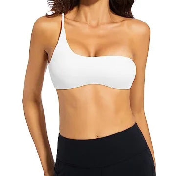 CAKCEATL Women’s One Shoulder Crop Cami Top in White