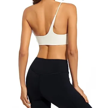 CAKCEATL Women’s One Shoulder Crop Cami Top in White