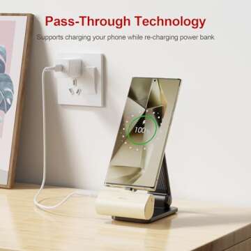 iWALK Small USB-C Portable Charger, 4500mAh Portable Charger for iPhone 16/15 16 Plus 16 Pro Max Mini Power Bank for Samsung Galaxy S25 S24 S23, Z Flip 5, Note, Moto, LG, Google Pixel, Cream