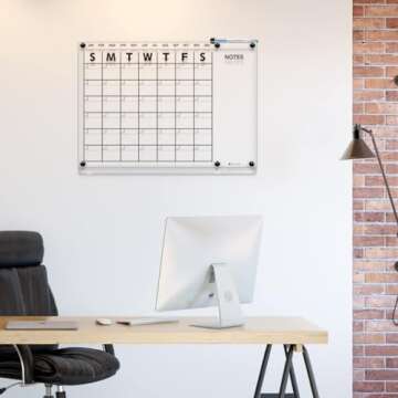 Acrylic Dry Erase Calendar for Wall 23”x16“ Clear Acrylic Wall Calendar White Board Calendar Hom...