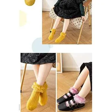 Stylish Baby Girls Organic Cotton Lace Socks for Toddlers