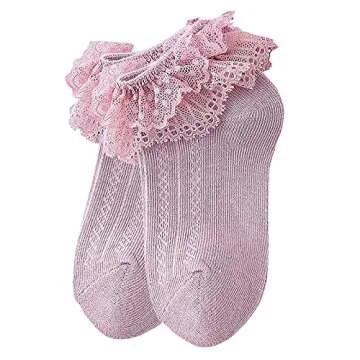 Stylish Baby Girls Organic Cotton Lace Socks for Toddlers